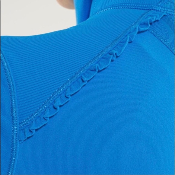 RARE Lululemon 10 Star Runner 1/2 Zip L/S Cornflower Blue RULU Ruffles Mesh - Picture 15 of 16
